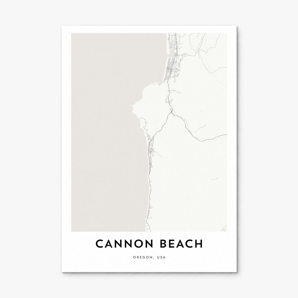Cannon Beach Map Poster, print only (unframed)