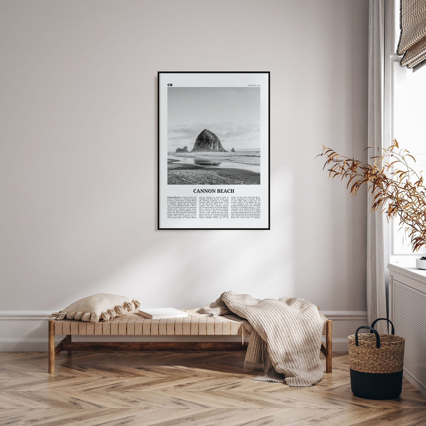 Cannon Beach Poster Nbourhood Travel B&W Poster