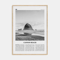 Cannon Beach Poster Natural Wood / 8x12 in Nbourhood Travel B&W Poster