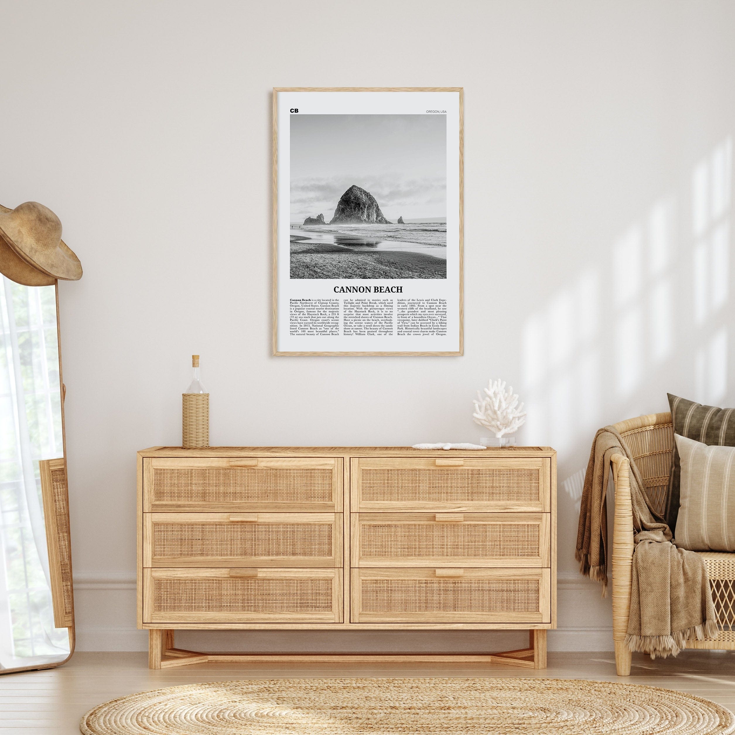 Cannon Beach Poster Nbourhood Travel B&W Poster