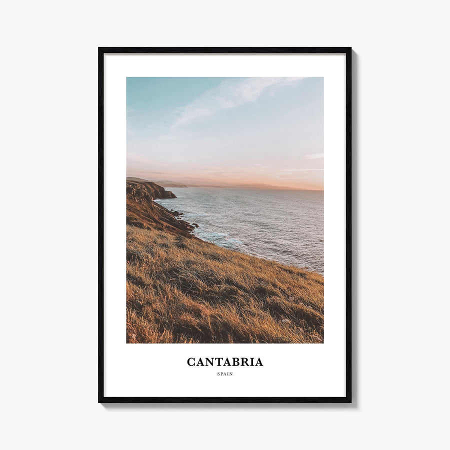 Cantabria colorful classic poster of Spain – vertical wall art, unframed print shown in interior mockup