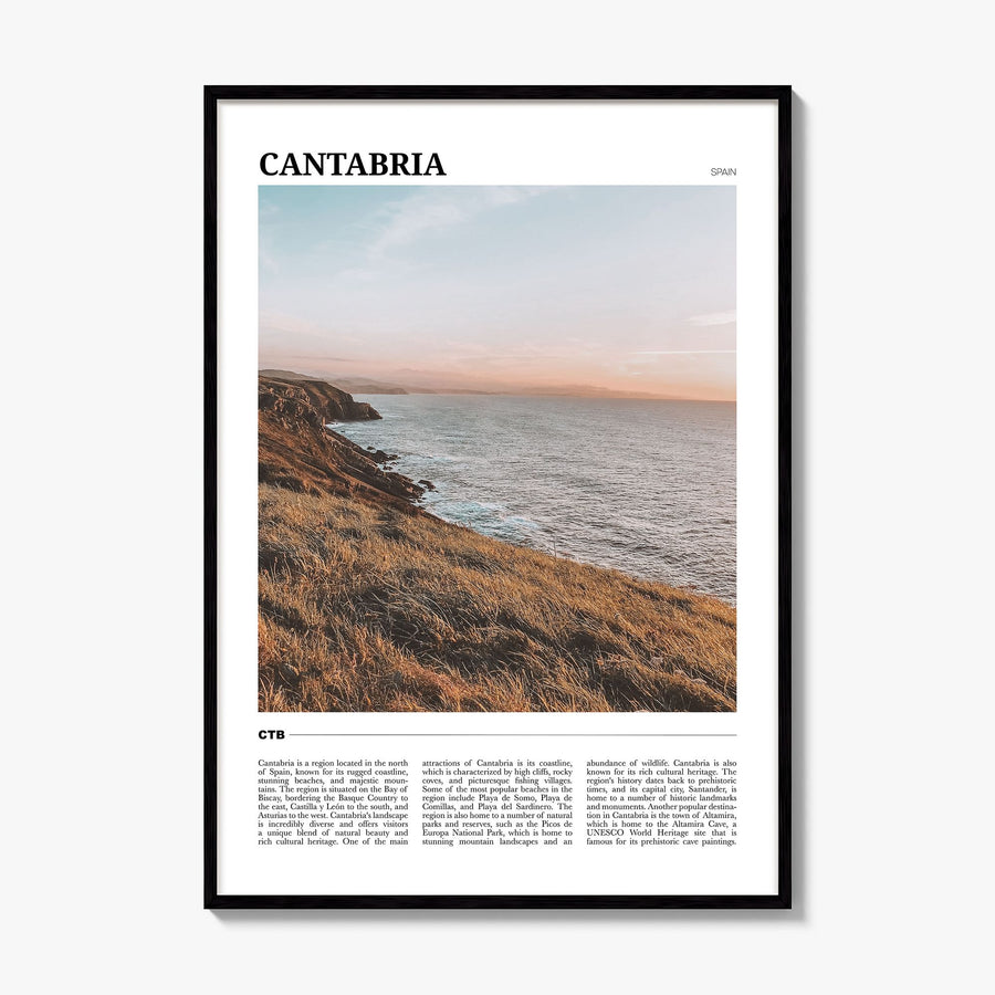 Cantabria Travel Poster, framed poster mockup