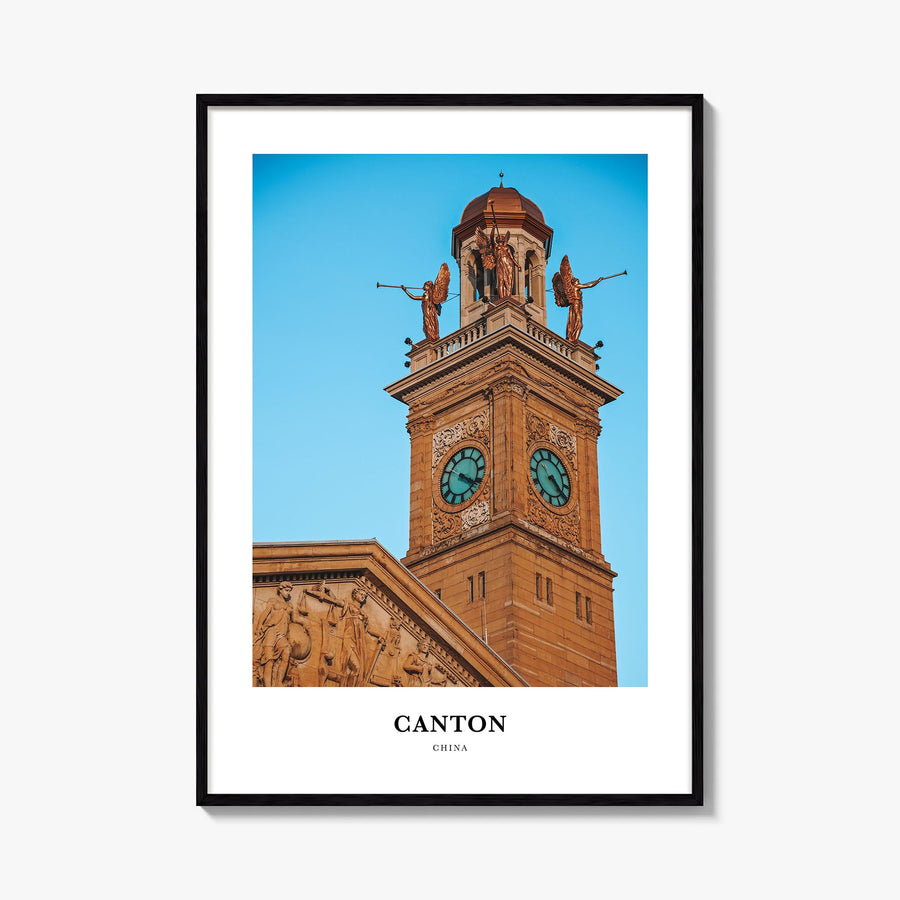 Canton colorful classic poster of Ohio, USA – vertical wall art, unframed print shown in interior mockup