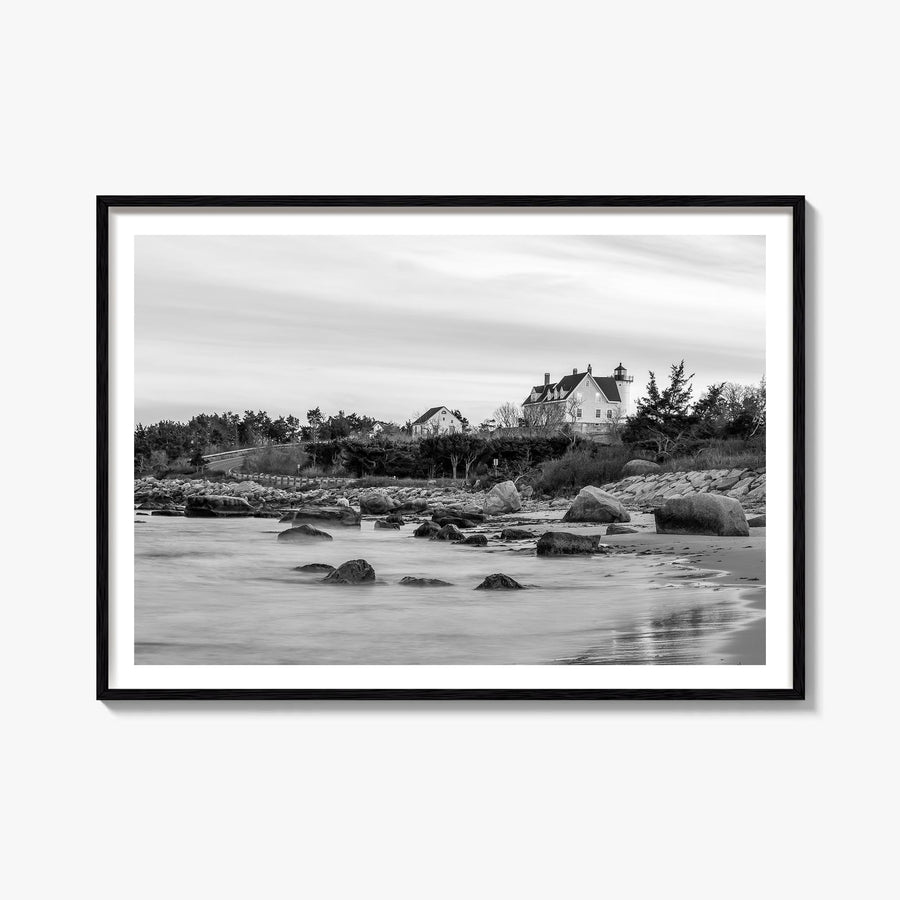 Cape Cod black & white photo poster of Massachusetts, USA – horizontal wall art, unframed print shown in interior mockup