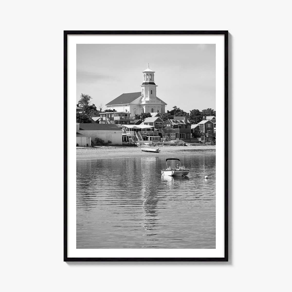 Cape Cod no. 1 black & white photo poster of Massachusetts, USA – vertical wall art, unframed print shown in interior mockup