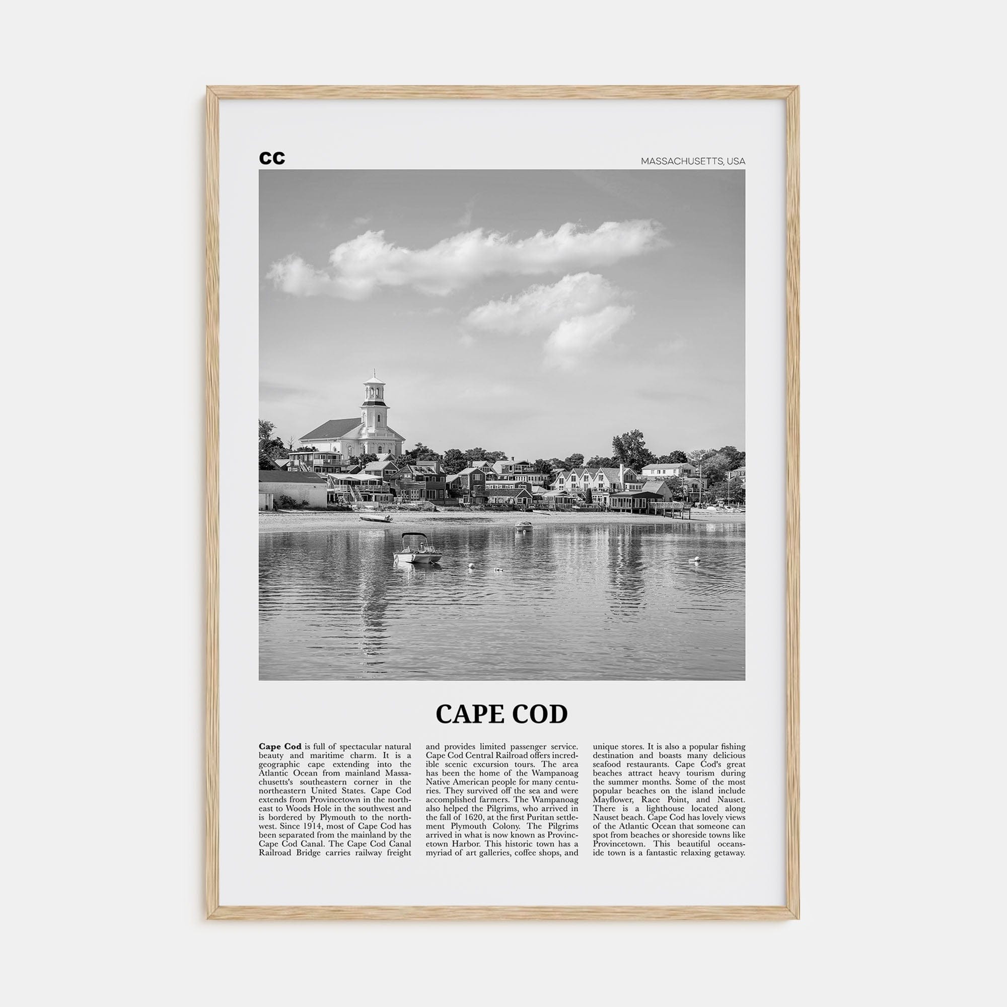 Cape Cod No 1 Poster Natural Wood / 8x12 in Nbourhood Travel B&W Poster