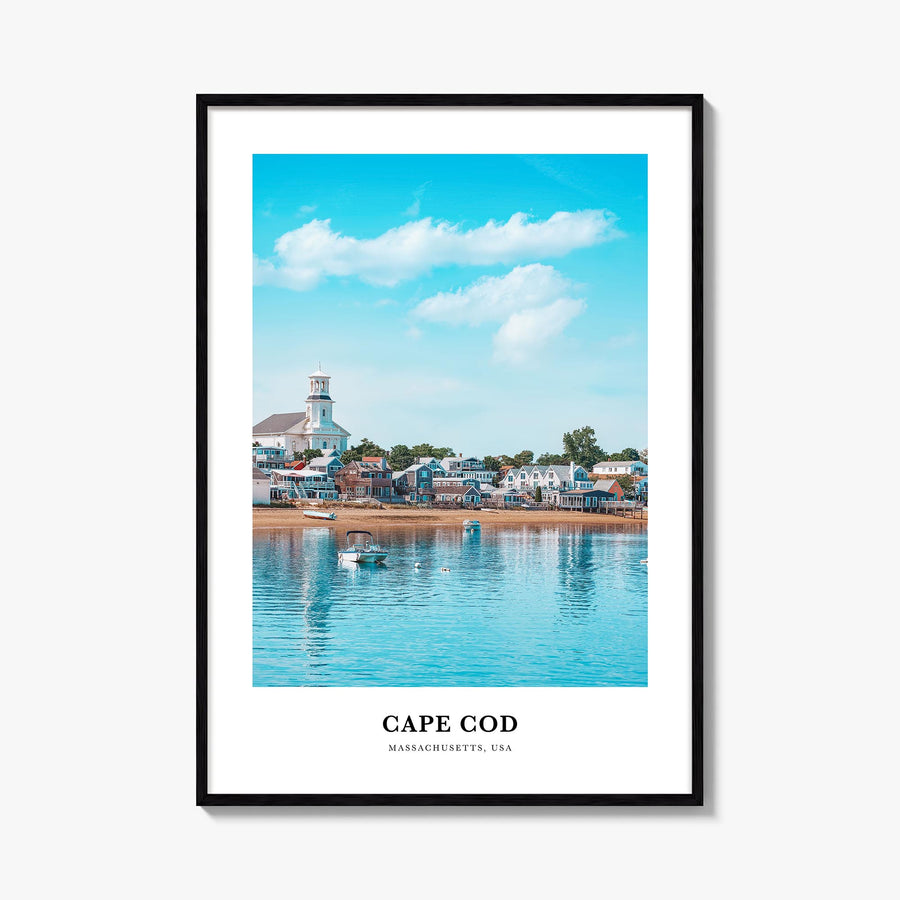 Cape Cod no. 2 colorful classic poster of Massachusetts, USA – vertical wall art, unframed print shown in interior mockup