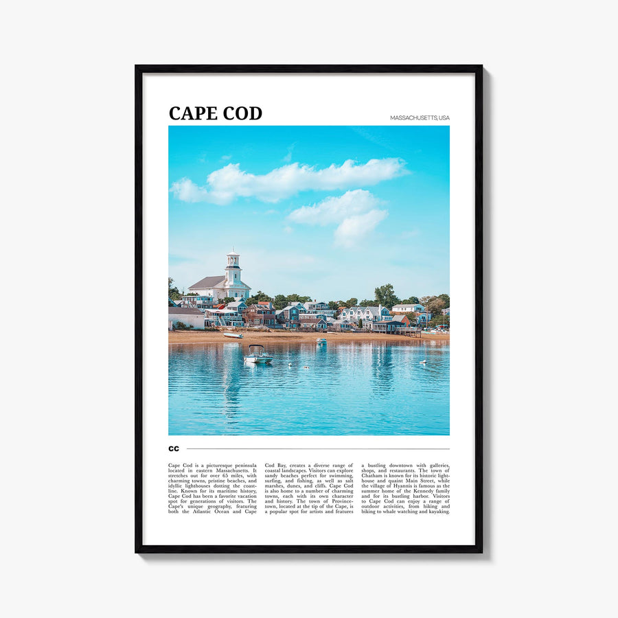 Cape Cod no. 2 colorful travel poster of Massachusetts, USA – vertical wall art, unframed print shown in interior mockup