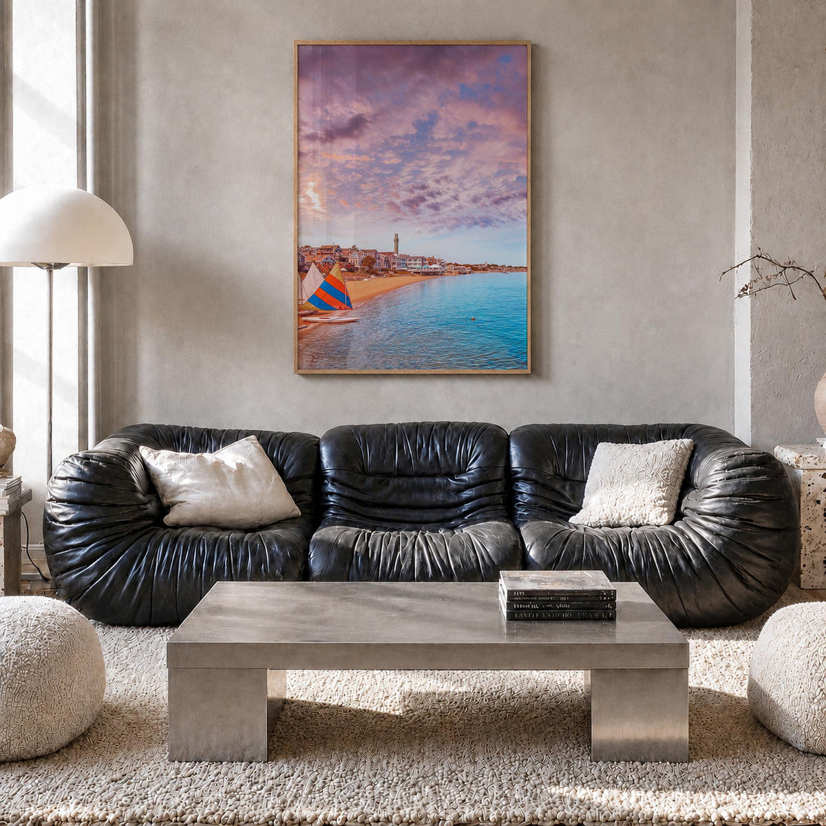Cape Cod no. 3 colorful photo poster of Massachusetts, USA – vertical wall art in natural wood frame, hanging on wall