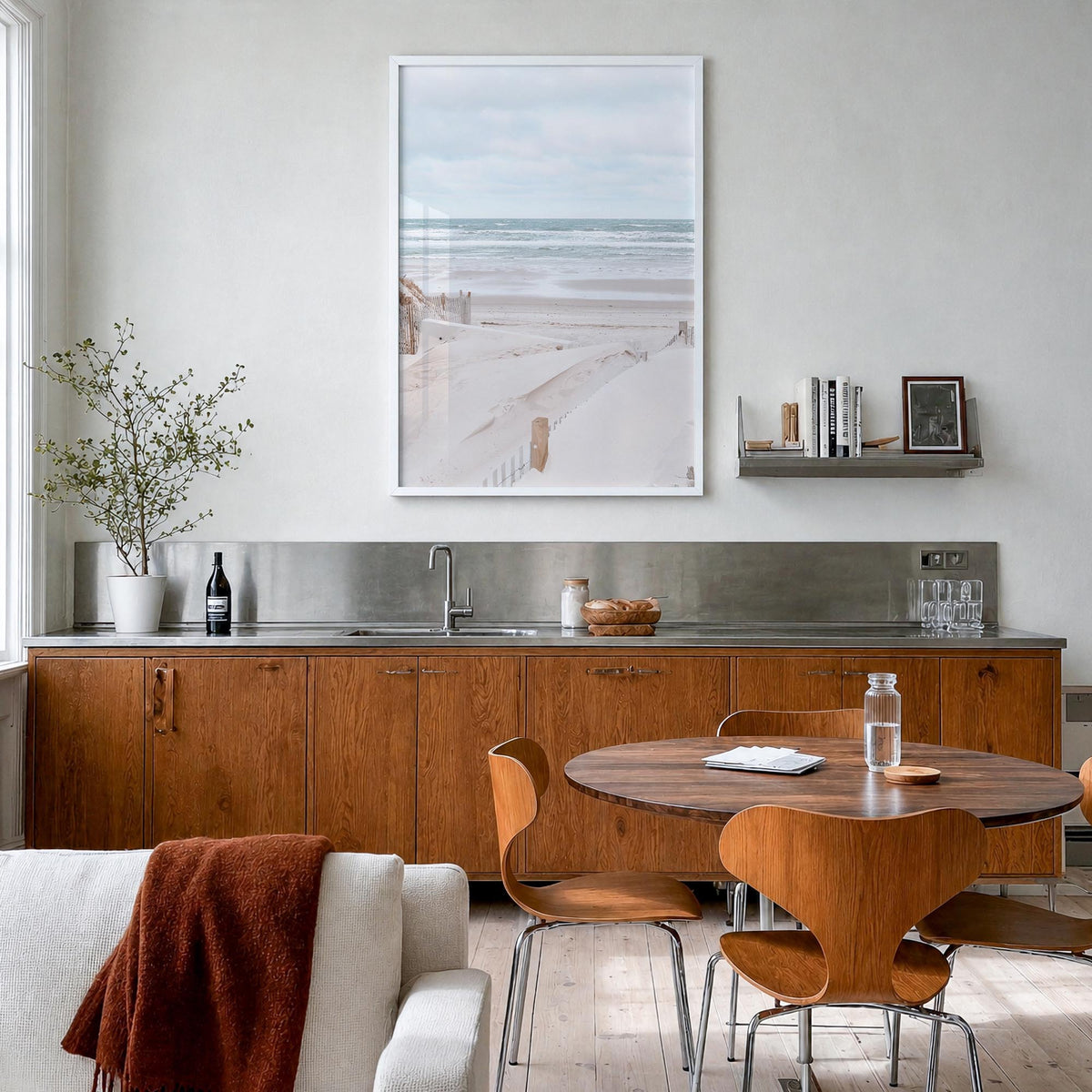 Cape Cod no. 4 colorful photo poster of Massachusetts, USA – vertical wall art in white wood frame, hanging on wall