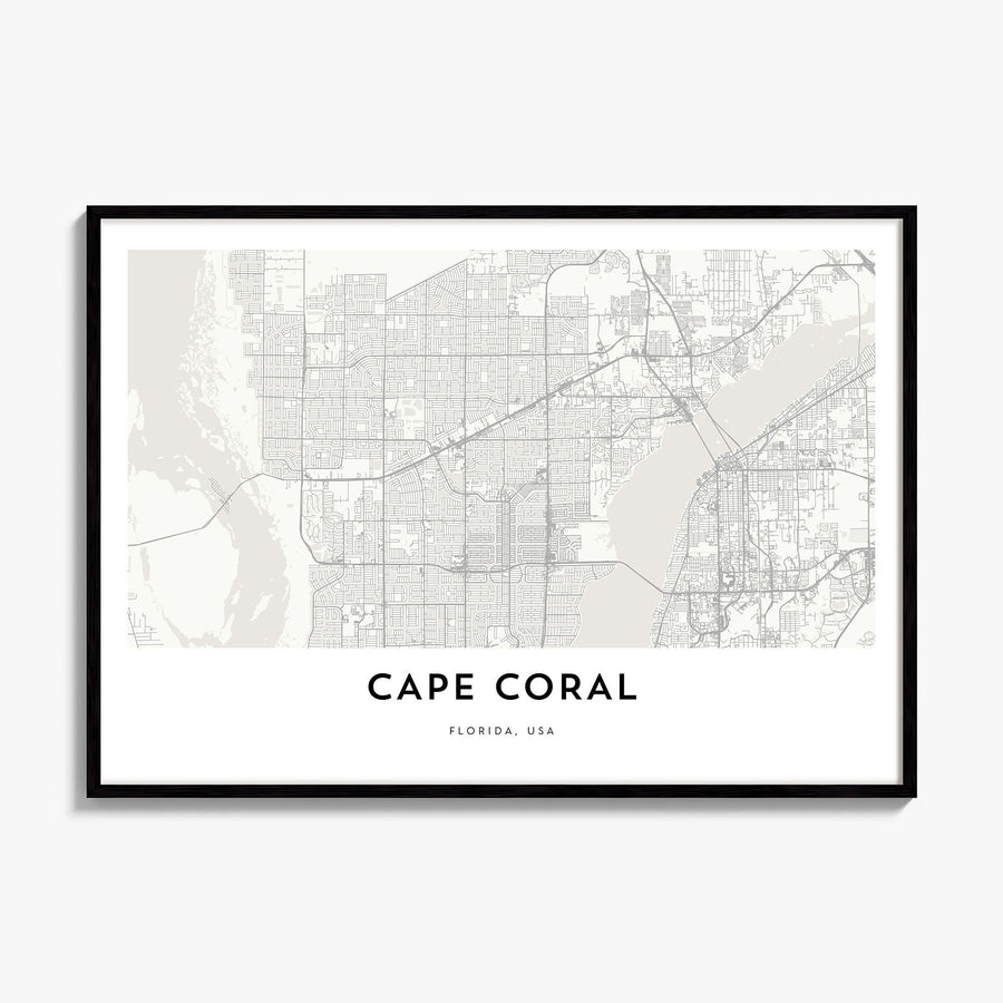 Cape Coral Map Poster, framed poster mockup