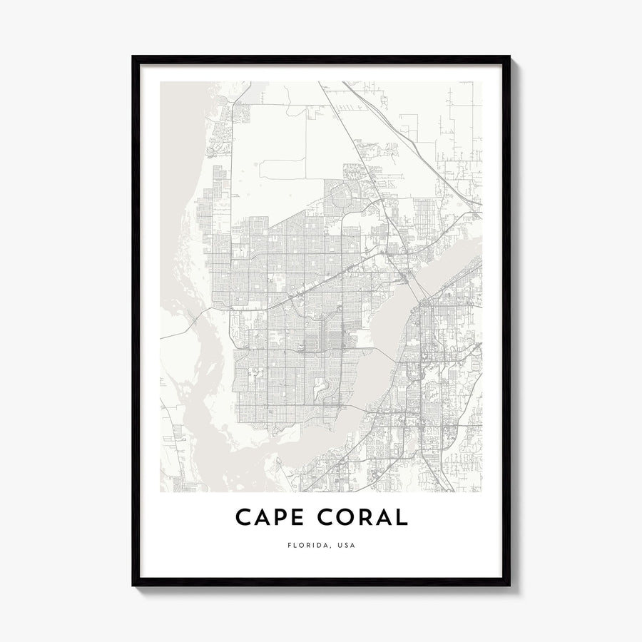Cape Coral Map Poster, framed poster mockup