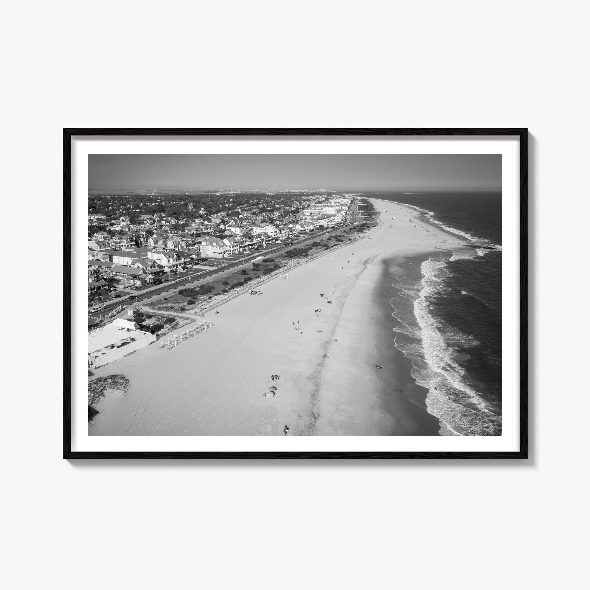 Cape May black & white photo poster of New Jersey, USA – horizontal wall art, unframed print shown in interior mockup