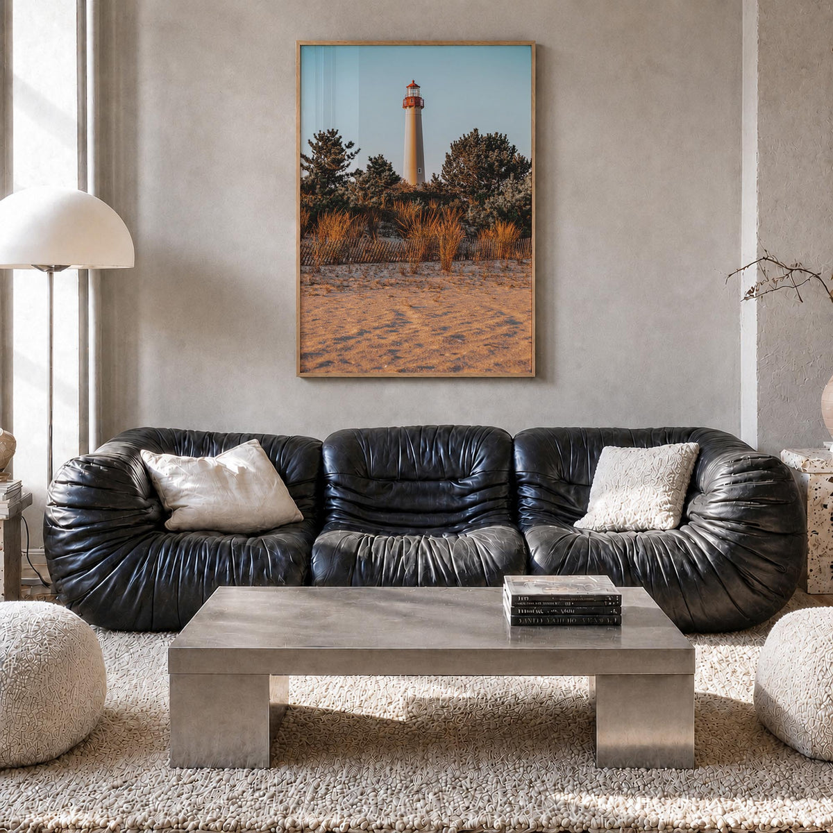 Cape May colorful photo poster of New Jersey, USA – vertical wall art in natural wood frame, hanging on wall