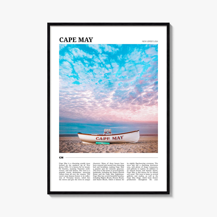 Cape May colorful travel poster of New Jersey, USA – vertical wall art, unframed print shown in interior mockup