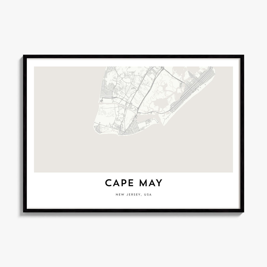 Cape May Map Poster, framed poster mockup