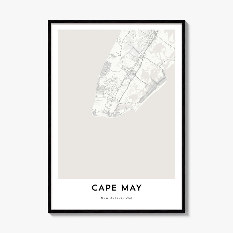 Cape May Map Poster, framed poster mockup