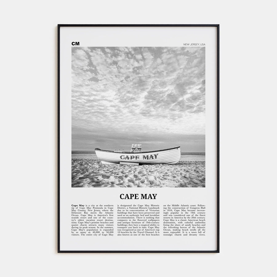 Cape May Poster None / 8x12 in Nbourhood Travel B&W Poster