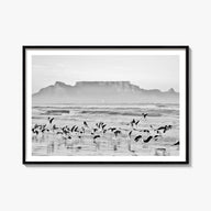 Cape Town black & white photo poster of South Africa – horizontal wall art, unframed print shown in interior mockup