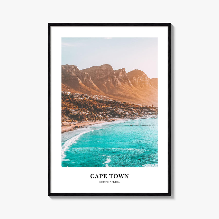 Cape Town colorful classic poster of South Africa – vertical wall art, unframed print shown in interior mockup