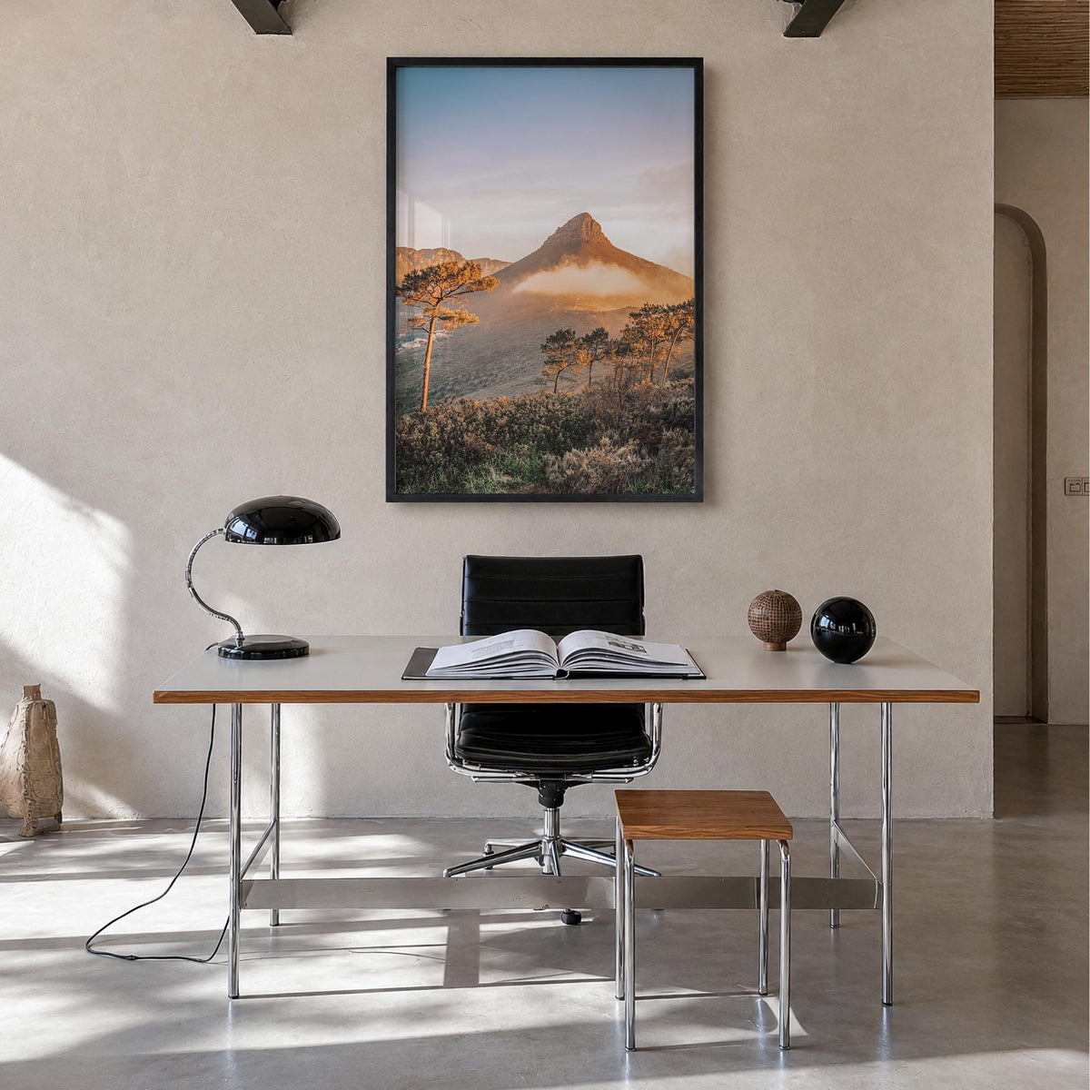 Cape Town no. 3 colorful photo poster of South Africa – vertical wall art in black wood frame, hanging on wall