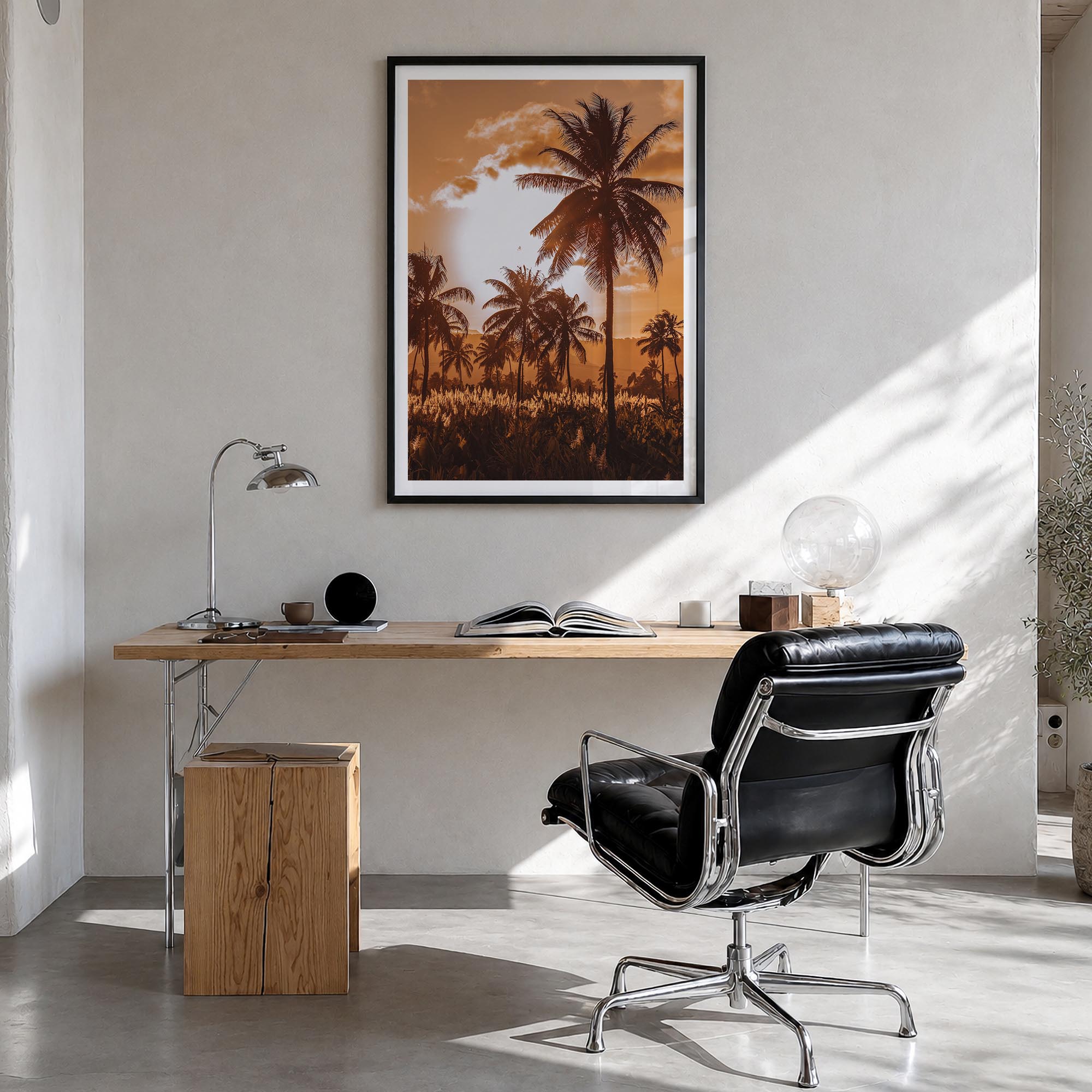 Cape Verde colorful photo poster of Cabo Verde – vertical wall art in black wood frame with white border, hanging on wall