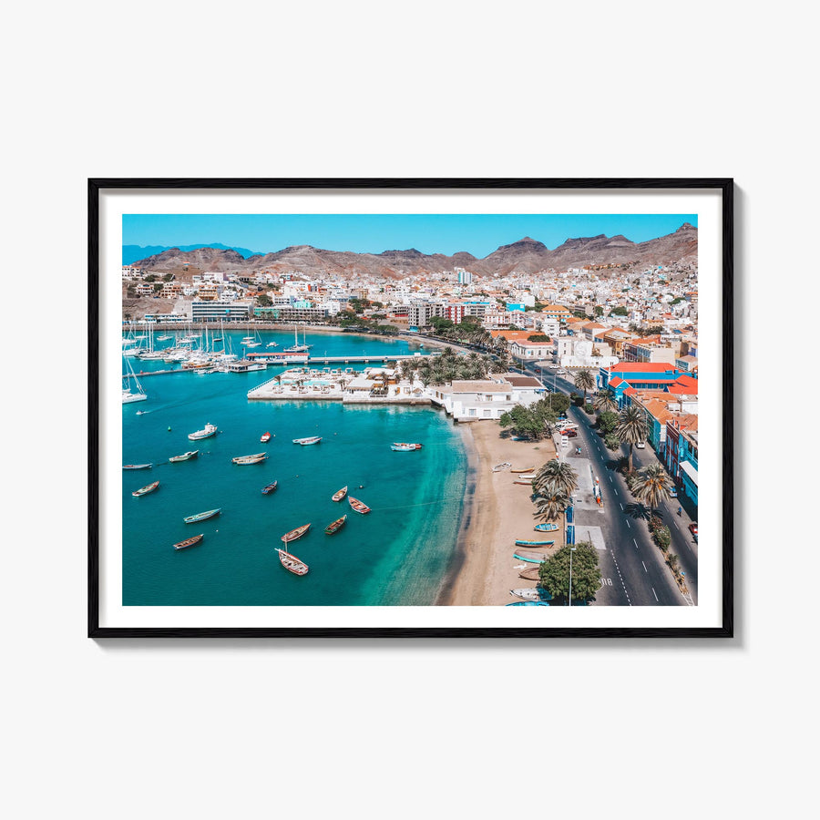 Cape Verde colorful photo poster of Cabo Verde – horizontal wall art, unframed print shown in interior mockup