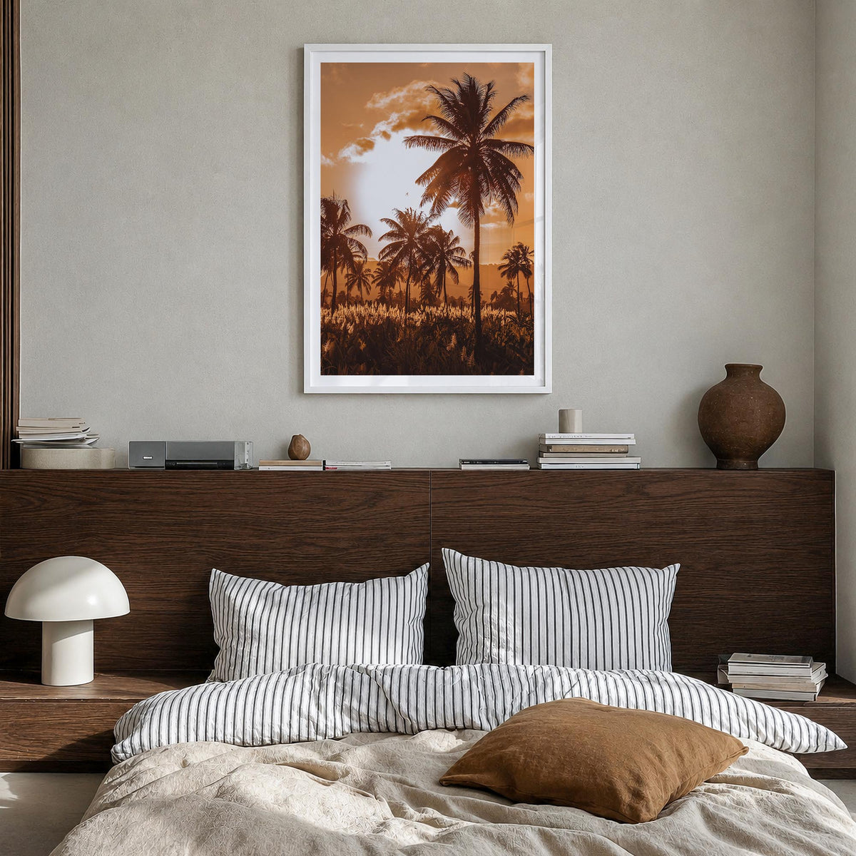 Cape Verde colorful photo poster of Cabo Verde – vertical wall art in white wood frame with white border, hanging on wall