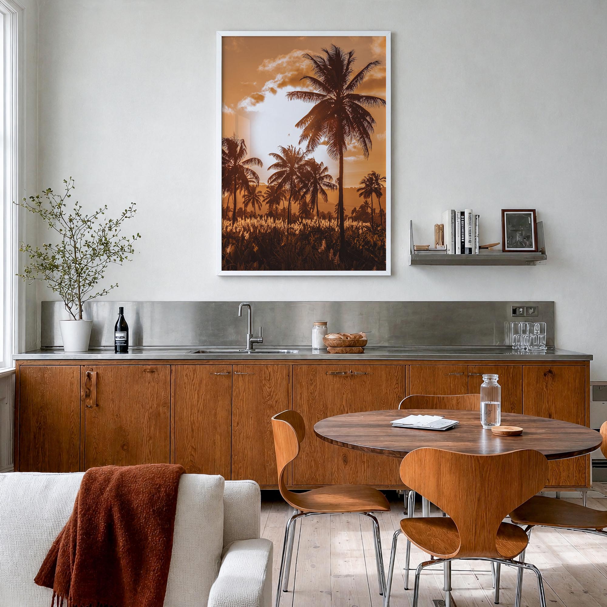 Cape Verde colorful photo poster of Cabo Verde – vertical wall art in white wood frame, hanging on wall