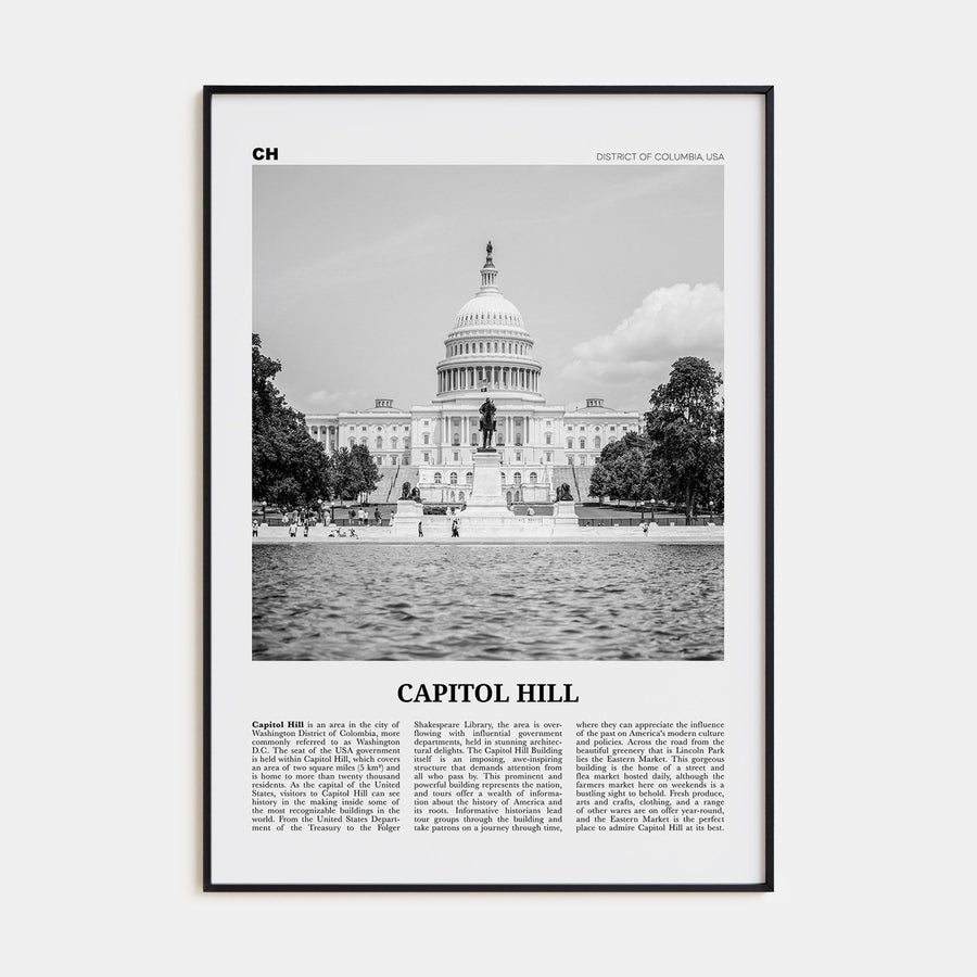 Capitol Hill Poster None / 8x12 in Nbourhood Travel B&W Poster