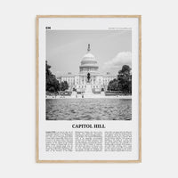 Capitol Hill Poster Natural Wood / 8x12 in Nbourhood Travel B&W Poster