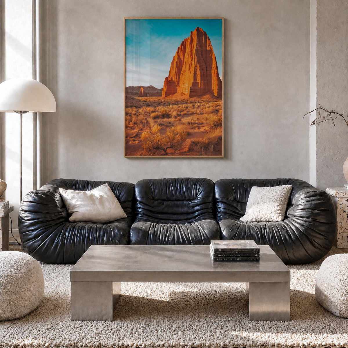 Capitol Reef National Park colorful photo poster of Utah, USA – vertical wall art in natural wood frame, hanging on wall