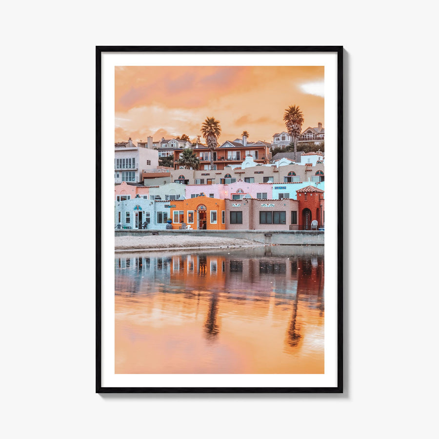 Capitola colorful photo poster of California, USA – vertical wall art, unframed print shown in interior mockup