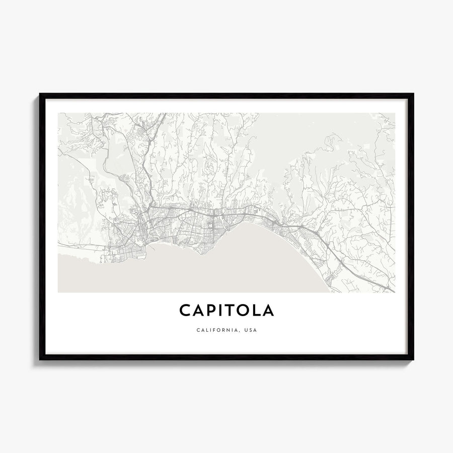 Capitola Map Poster, framed poster mockup