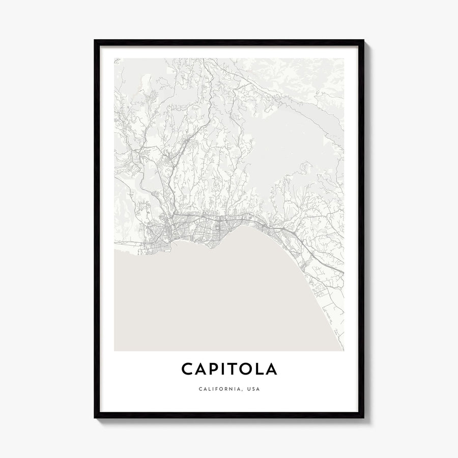 Capitola Map Poster, framed poster mockup