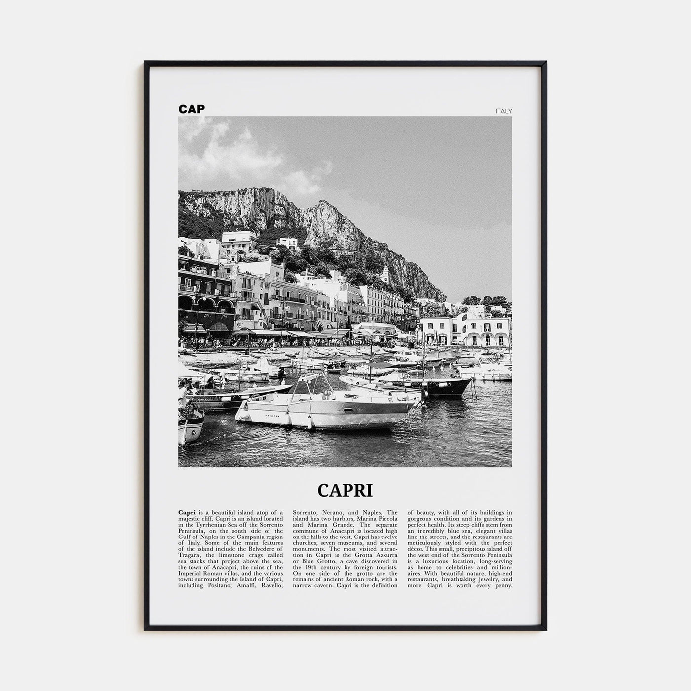 Capri Poster None / 8x12 in Nbourhood Travel B&W Poster