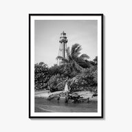 Captiva black & white photo poster of Florida, USA – vertical wall art, unframed print shown in interior mockup