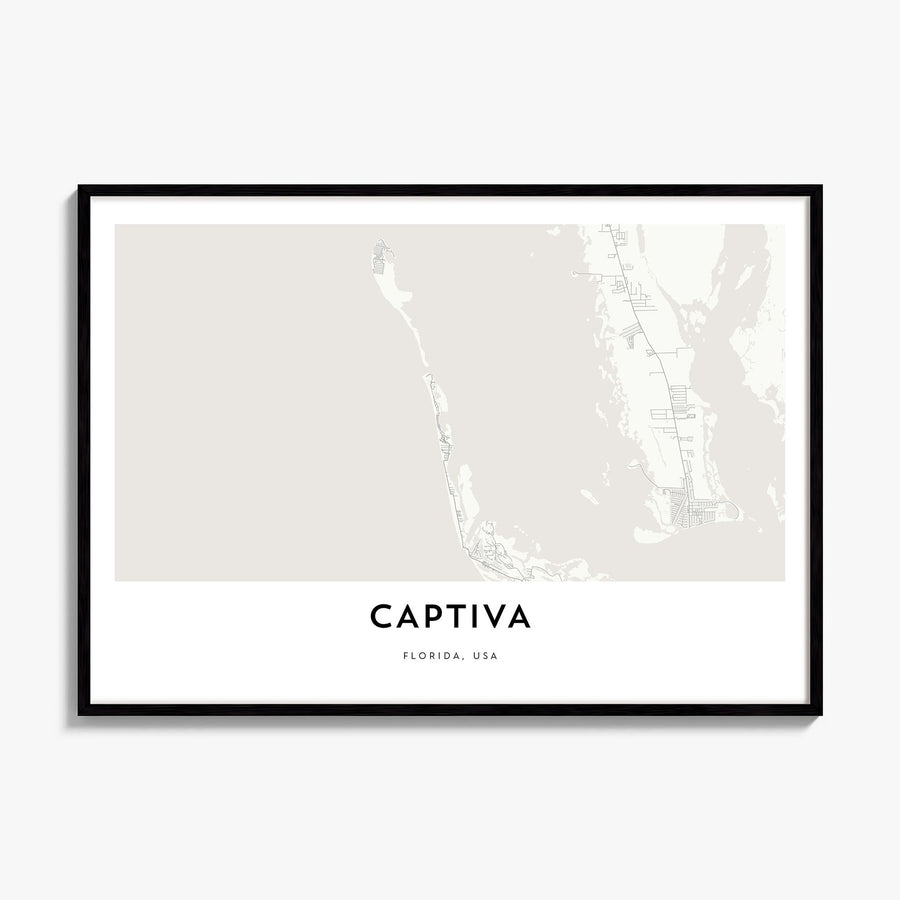 Captiva Map Poster, framed poster mockup