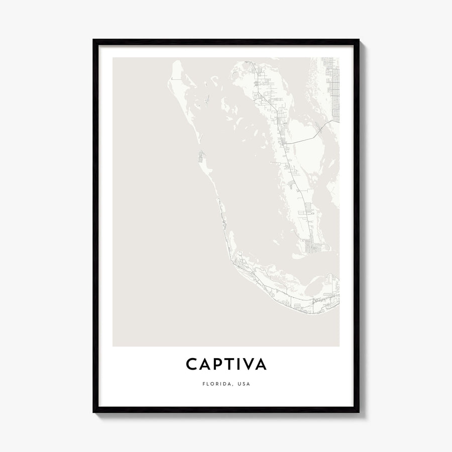 Captiva Map Poster, framed poster mockup