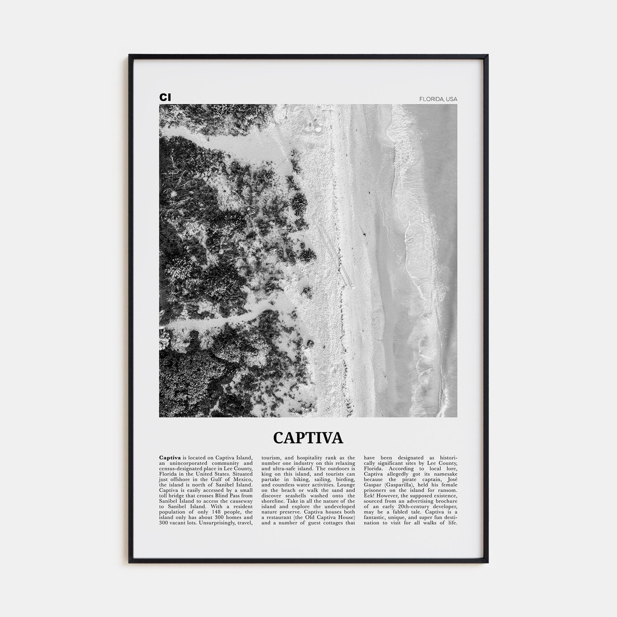 Captiva No 1 Poster None / 8x12 in Nbourhood Travel B&W Poster