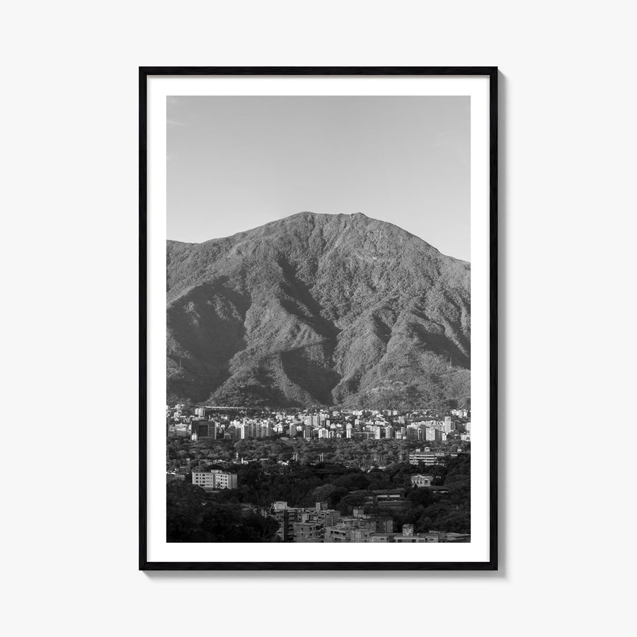 Caracas black & white photo poster of Venezuela – vertical wall art, unframed print shown in interior mockup