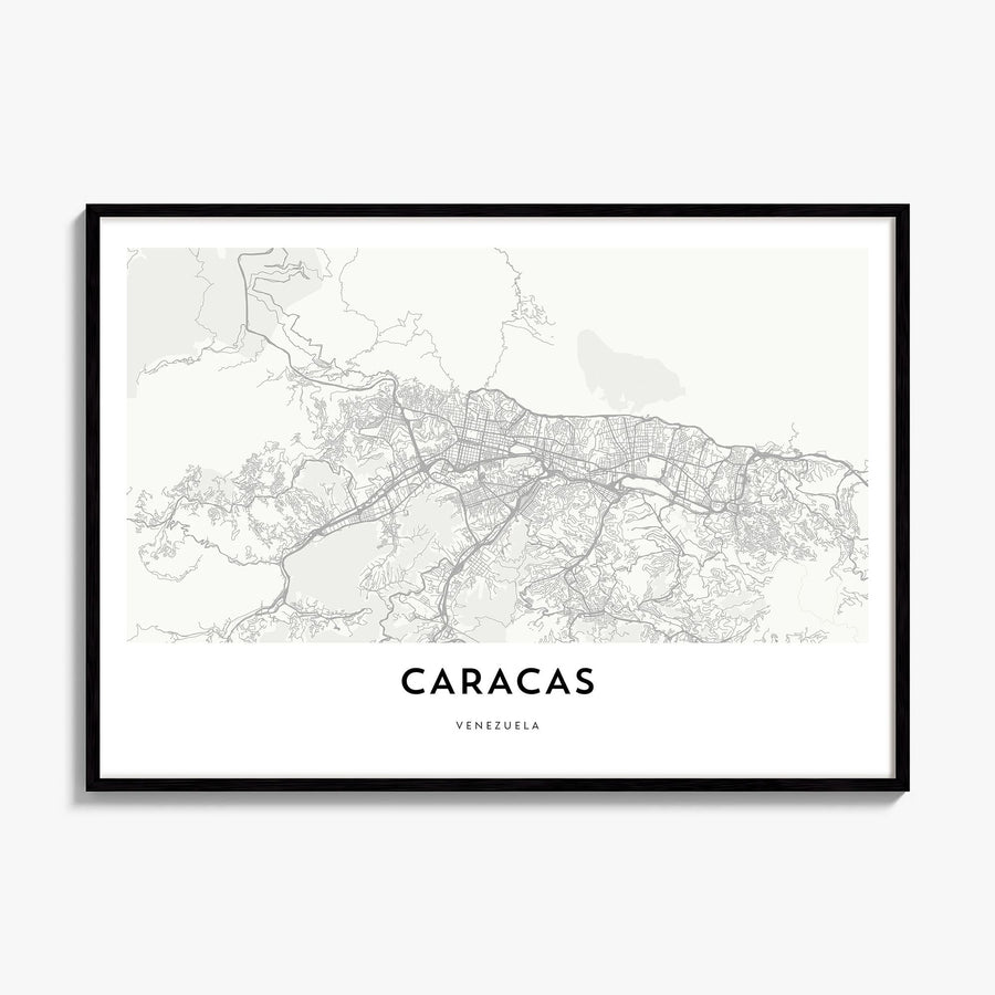 Caracas Map Poster, framed poster mockup