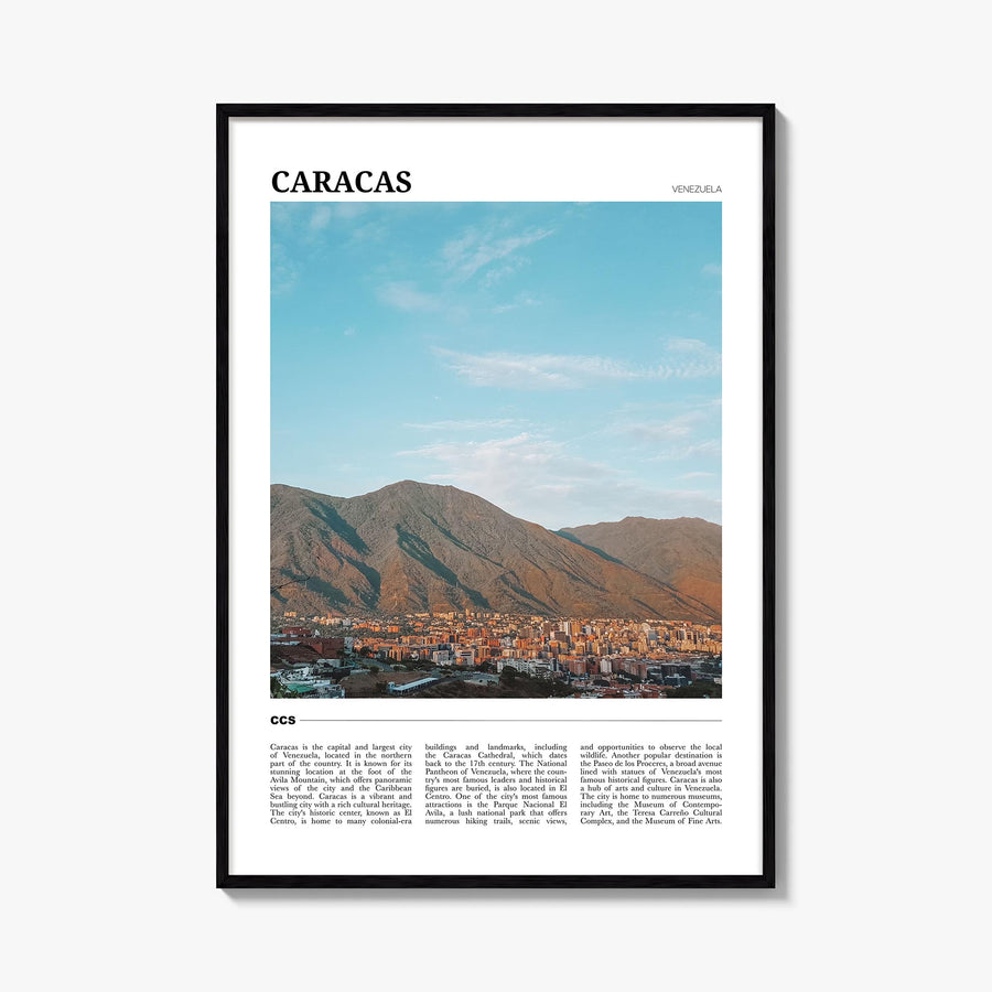 Caracas no. 1 colorful travel poster of Venezuela – vertical wall art, unframed print shown in interior mockup