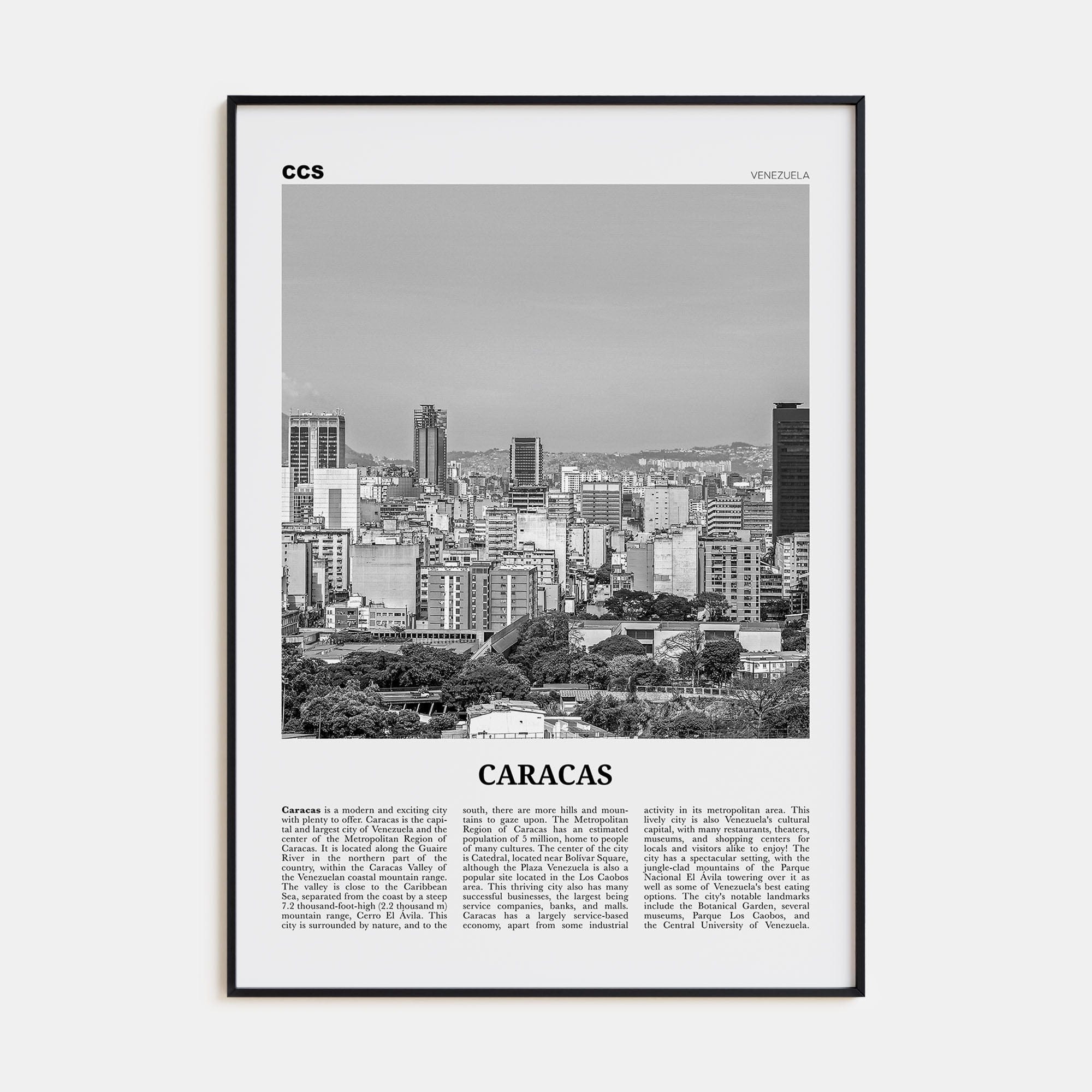 Caracas No 1 Poster None / 8x12 in Nbourhood Travel B&W Poster