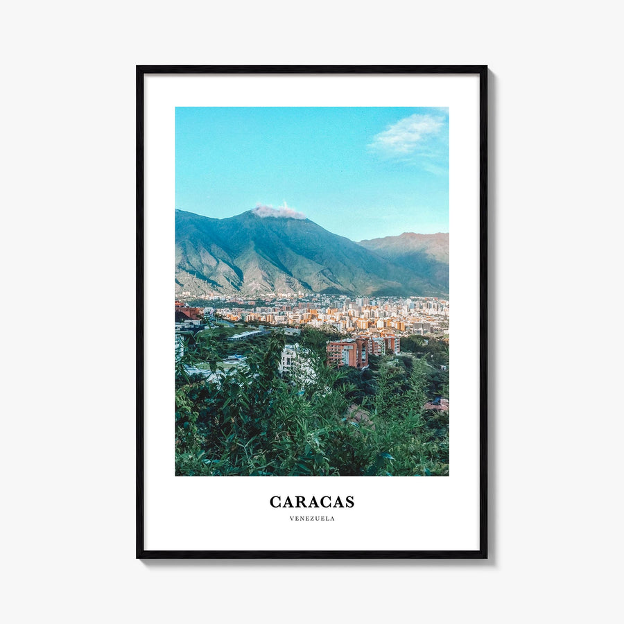 Caracas no. 2 colorful classic poster of Venezuela – vertical wall art, unframed print shown in interior mockup