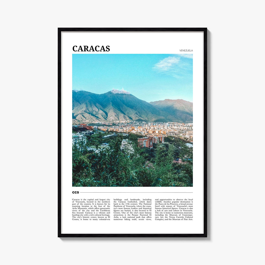Caracas no. 2 colorful travel poster of Venezuela – vertical wall art, unframed print shown in interior mockup