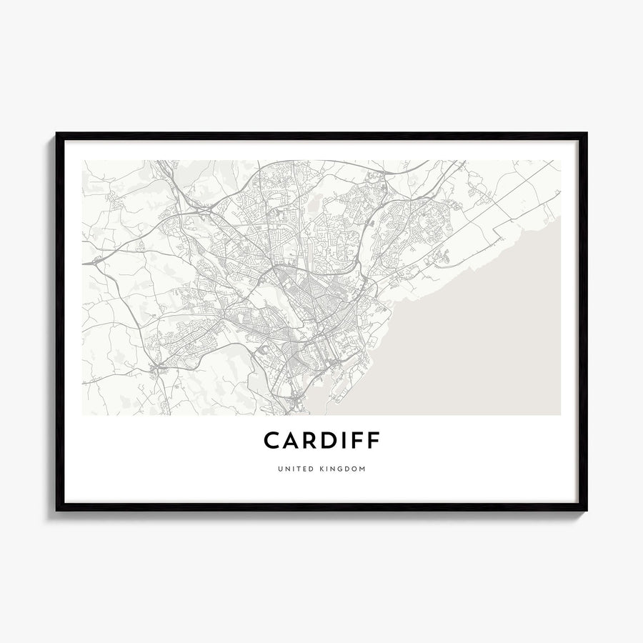Cardiff Map Poster, framed poster mockup