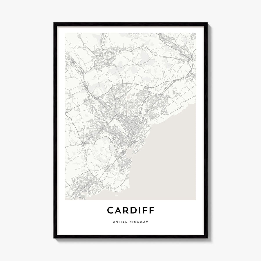 Cardiff Map Poster, framed poster mockup