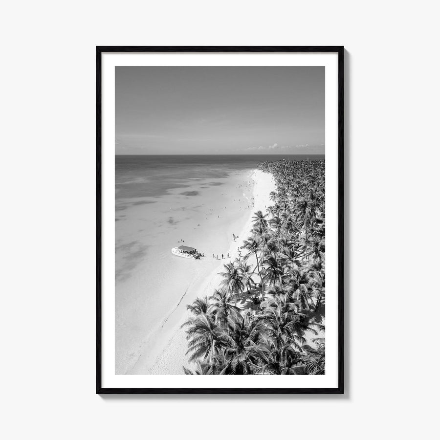 Caribbean black & white photo poster of World – vertical wall art, unframed print shown in interior mockup