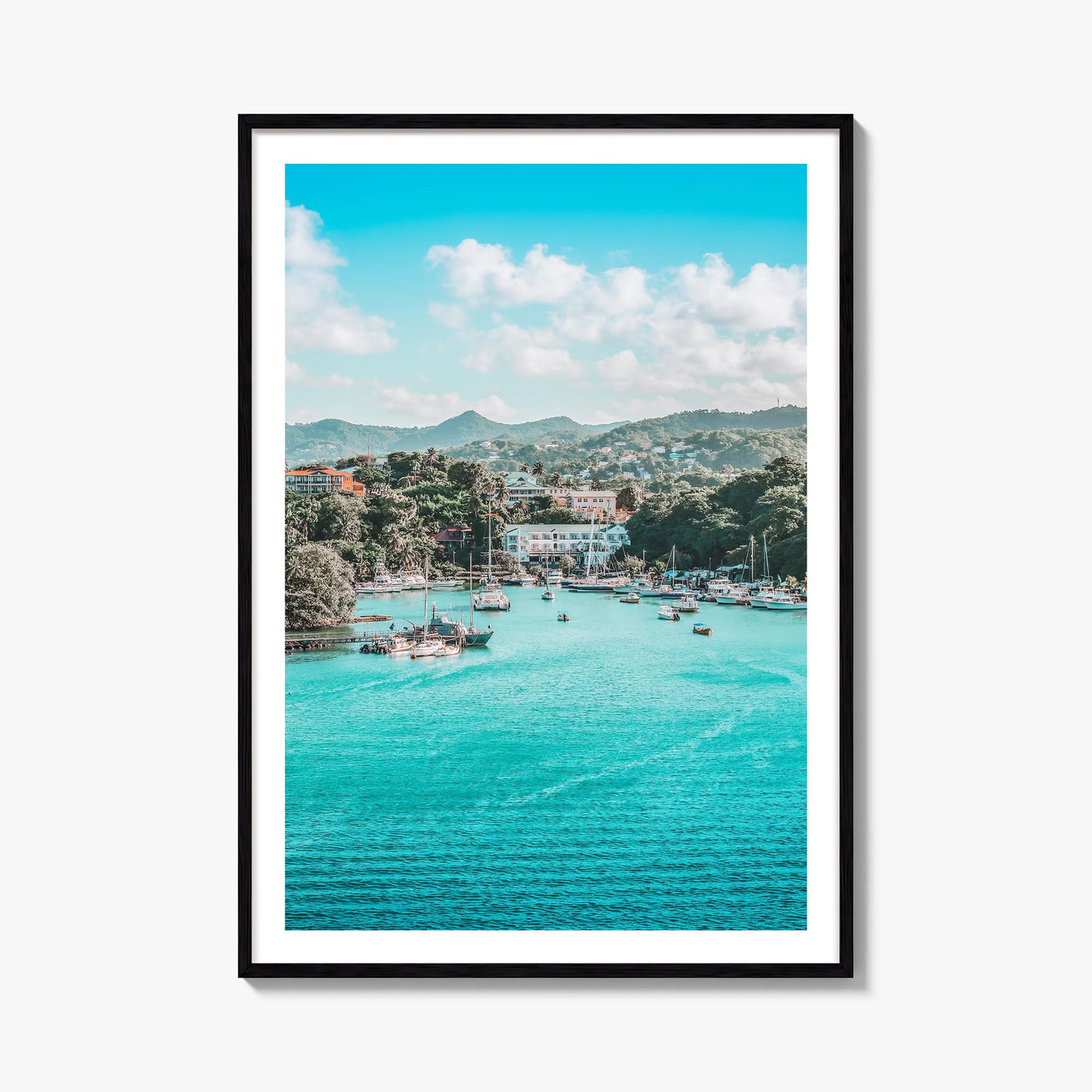 Caribbean colorful photo poster of World – vertical wall art, unframed print shown in interior mockup